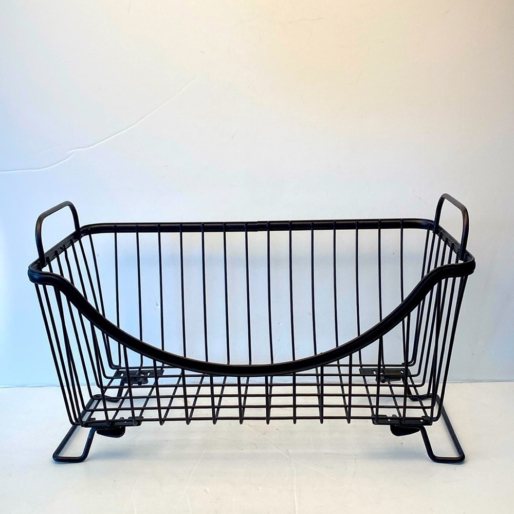 Stackable metal basket bronze colour wire organization cupboard storage
